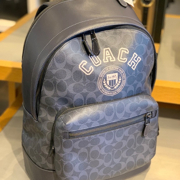 NWT Coach West Backpack In Signature Canvas With Varsity Motif - Picture 5 of 9